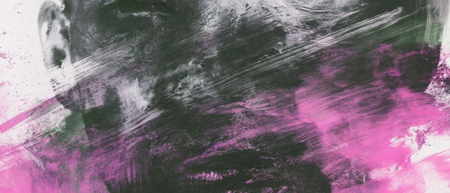 Magenta sweeping across dark green-black brushwork.