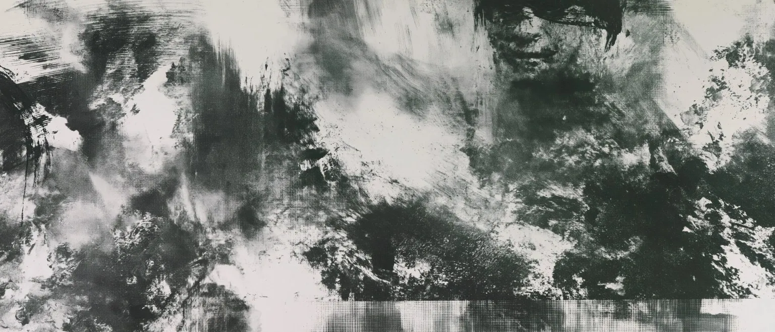 Ink blooming across the full field, pale at the lower edge.