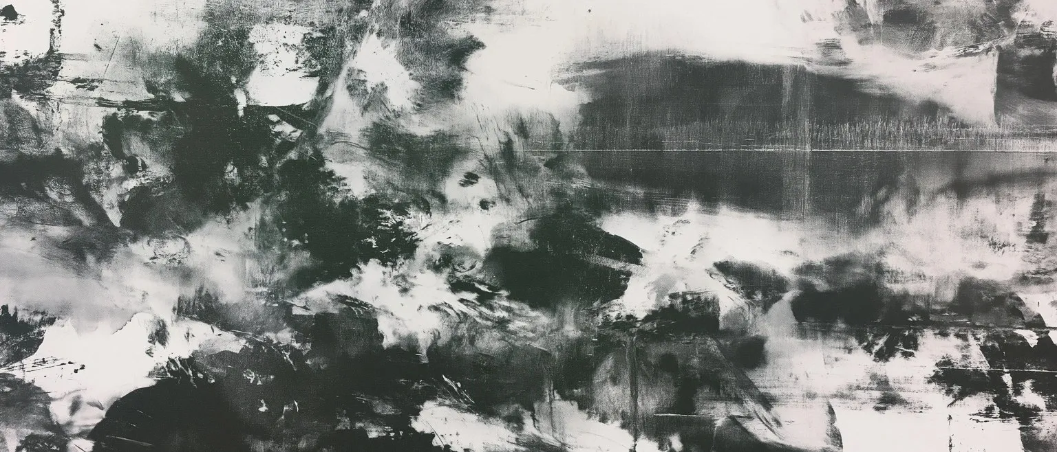 Ink laid in horizontal drifts, dark along the top.