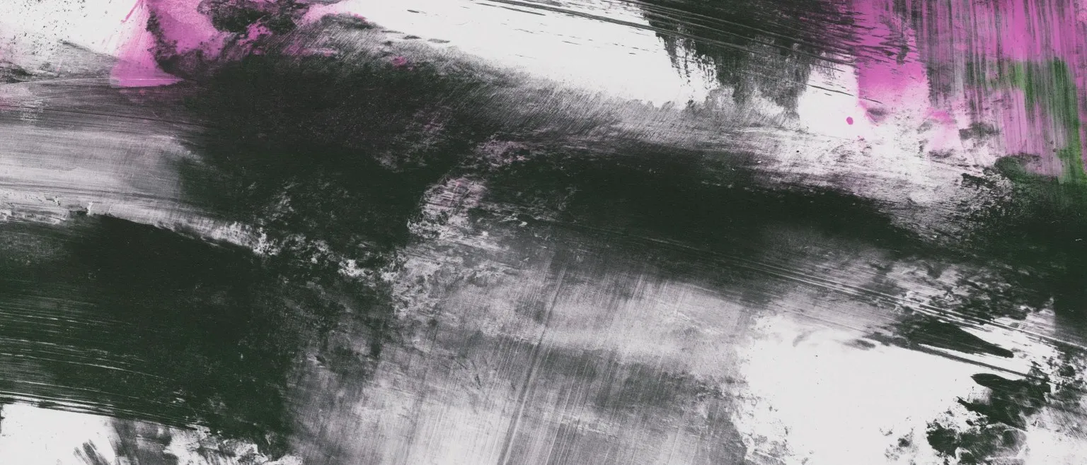 A pale sweep cut by dark diagonals, magenta at the upper left.