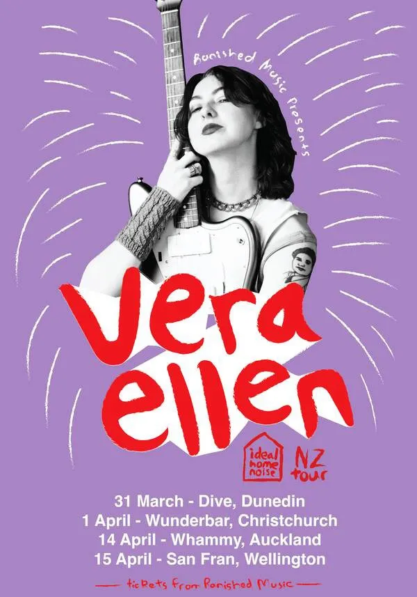 Tour poster for Vera Ellen’s Ideal Home Noise New Zealand tour.